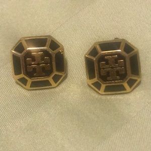 Tory Burch hex logo black earrings